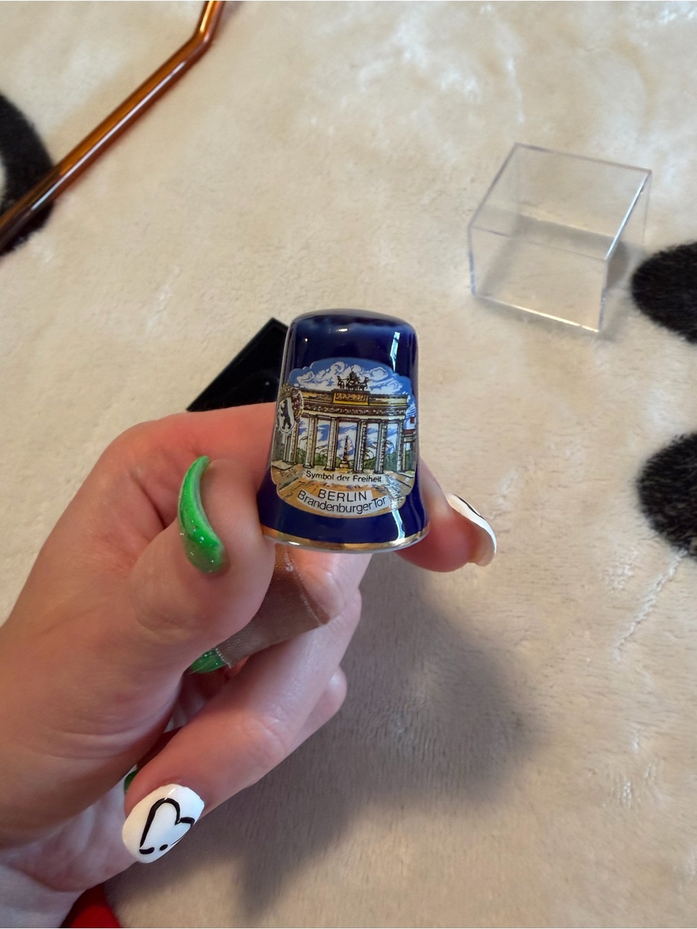Brandenburg Gate Decorative Collectible Thimble - Blue Enamel